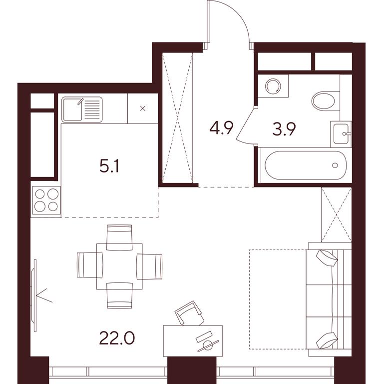 Apartment Sale, 35.9 sq. m. at INDY TOWERS (Indi Tauerz), Kuusinen Street, Moscow, Russia #1