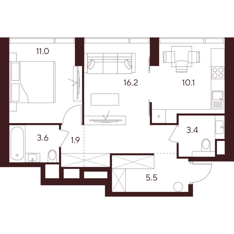2-BD Apartment Sale, 51.7 sq. m. at INDY TOWERS (Indi Tauerz), Kuusinen Street, Moscow, Russia #1 2-BD Apartment Sale, 51.7 sq. m. at INDY TOWERS (Indi Tauerz), Kuusinen Street, Moscow, Russia #1