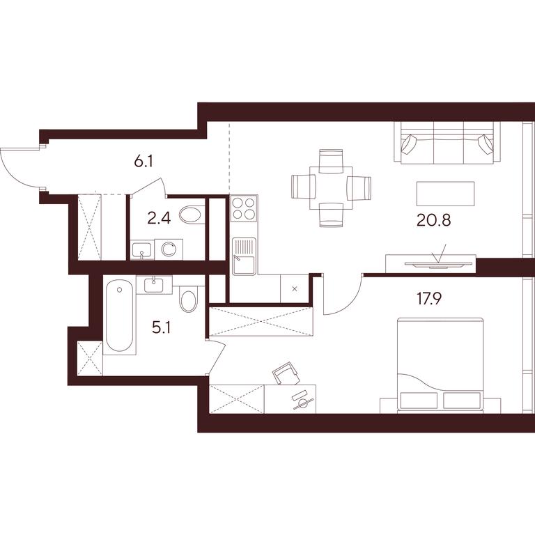 1-BD Apartment Sale, 52.3平方米 at INDY TOWERS (Indi Tauerz), Kuusinen Street, Moscow, Russia #1 1-BD Apartment Sale, 52.3平方米 at INDY TOWERS (Indi Tauerz), Kuusinen Street, Moscow, Russia #1