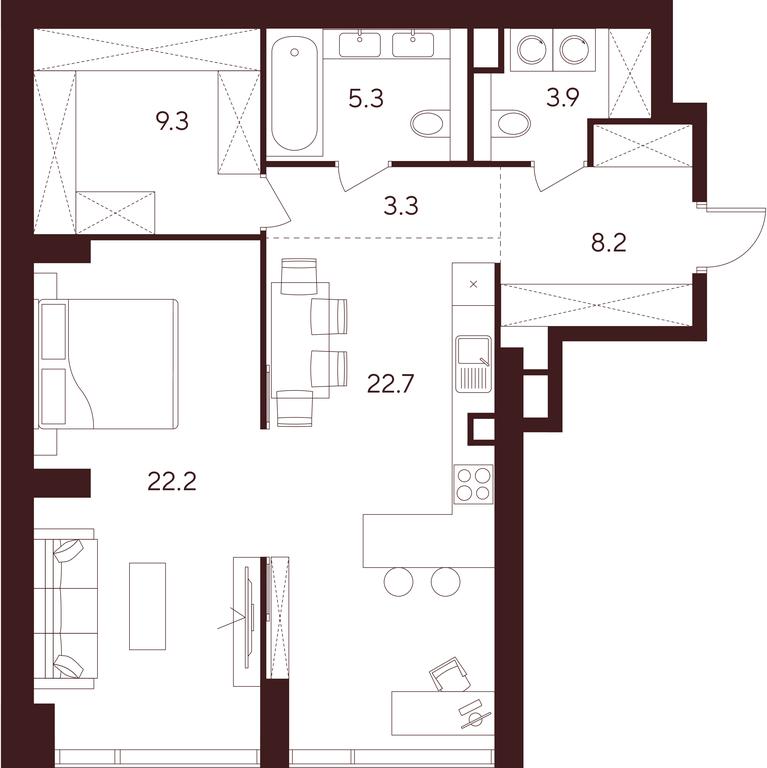 1-BD Apartment Sale, 74.9 sq. m. at INDY TOWERS (Indi Tauerz), Kuusinen Street, Moscow, Russia #1 1-BD Apartment Sale, 74.9 sq. m. at INDY TOWERS (Indi Tauerz), Kuusinen Street, Moscow, Russia #1