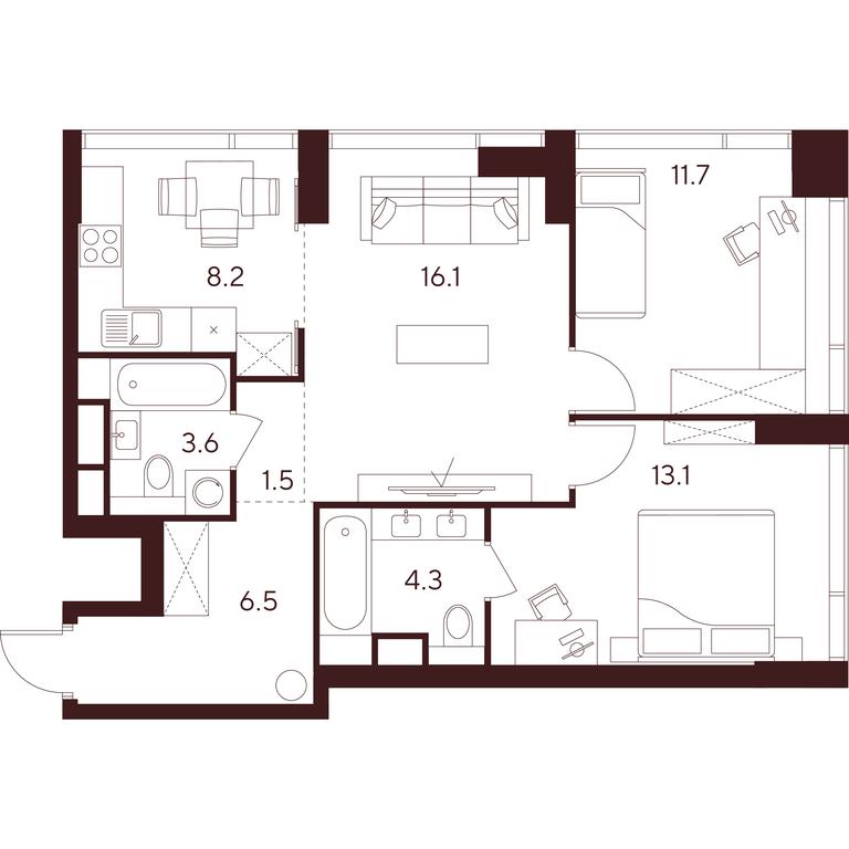 3-BD Apartment Sale, 65 sq. m. at INDY TOWERS (Indi Tauerz), Kuusinen Street, Moscow, Russia #1 3-BD Apartment Sale, 65 sq. m. at INDY TOWERS (Indi Tauerz), Kuusinen Street, Moscow, Russia #1