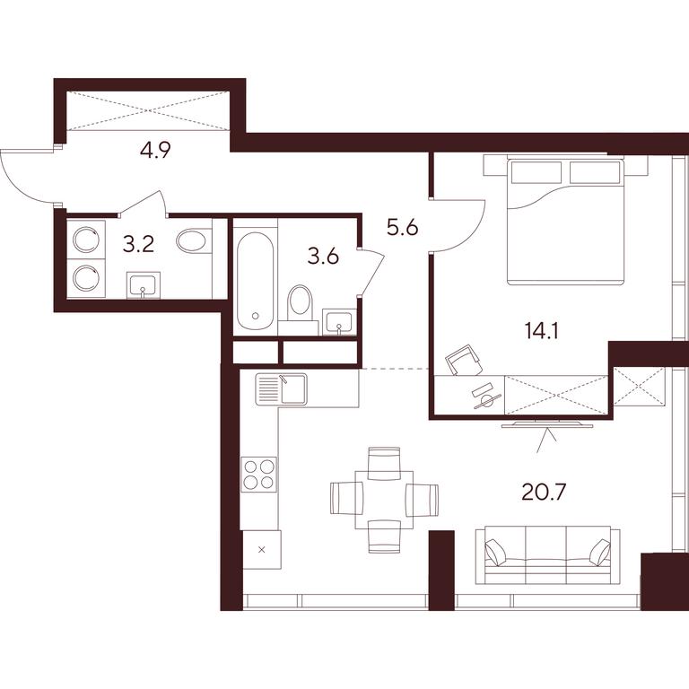 1-BD Apartment Sale, 52.1 sq. m. at INDY TOWERS (Indi Tauerz), Kuusinen Street, Moscow, Russia #1 1-BD Apartment Sale, 52.1 sq. m. at INDY TOWERS (Indi Tauerz), Kuusinen Street, Moscow, Russia #1