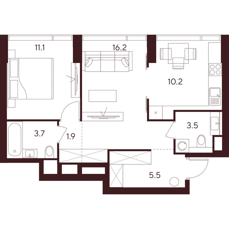 2-BD Apartment Sale, 52.1平方米 at INDY TOWERS (Indi Tauerz), Kuusinen Street, Moscow, Russia #1 2-BD Apartment Sale, 52.1平方米 at INDY TOWERS (Indi Tauerz), Kuusinen Street, Moscow, Russia #1