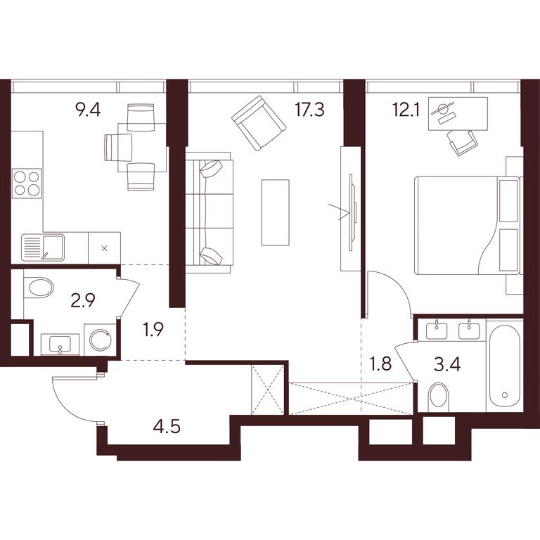 2-BD Apartment Sale, 53.3 sq. m. at INDY TOWERS (Indi Tauerz), Kuusinen Street, Moscow, Russia #1 2-BD Apartment Sale, 53.3 sq. m. at INDY TOWERS (Indi Tauerz), Kuusinen Street, Moscow, Russia #1