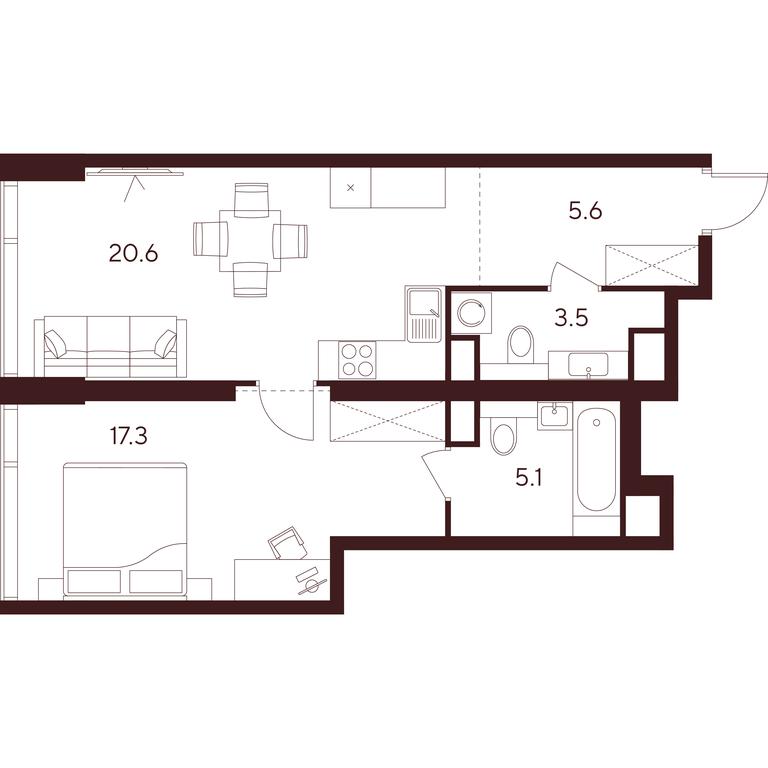 1-BD Apartment Sale, 52.1 sq. m. at INDY TOWERS (Indi Tauerz), Kuusinen Street, Moscow, Russia #1 1-BD Apartment Sale, 52.1 sq. m. at INDY TOWERS (Indi Tauerz), Kuusinen Street, Moscow, Russia #1