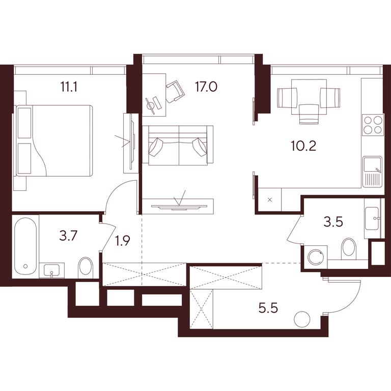2-BD Apartment Sale, 52.9平方米 at INDY TOWERS (Indi Tauerz), Kuusinen Street, Moscow, Russia #1 2-BD Apartment Sale, 52.9平方米 at INDY TOWERS (Indi Tauerz), Kuusinen Street, Moscow, Russia #1