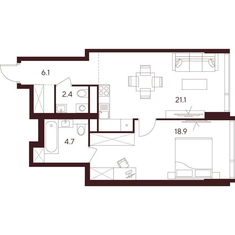 1-BD Apartment Sale, 53.2 sq. m. at INDY TOWERS (Indi Tauerz), Kuusinen Street, Moscow, Russia #1 1-BD Apartment Sale, 53.2 sq. m. at INDY TOWERS (Indi Tauerz), Kuusinen Street, Moscow, Russia #1