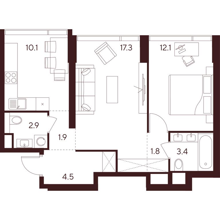 2-BD Apartment Sale, 54平方米 at INDY TOWERS (Indi Tauerz), Kuusinen Street, Moscow, Russia #1 2-BD Apartment Sale, 54平方米 at INDY TOWERS (Indi Tauerz), Kuusinen Street, Moscow, Russia #1