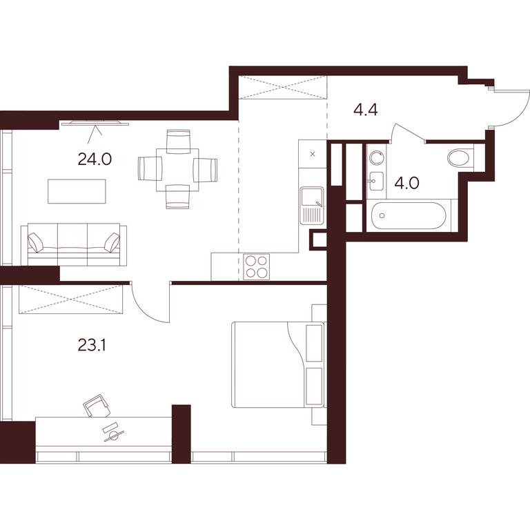 1-BD Apartment Sale, 55.5平方米 at INDY TOWERS (Indi Tauerz), Kuusinen Street, Moscow, Russia #1 1-BD Apartment Sale, 55.5平方米 at INDY TOWERS (Indi Tauerz), Kuusinen Street, Moscow, Russia #1