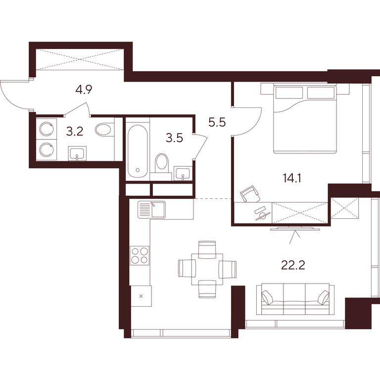 1-BD Apartment Sale, 53.4平方米 at INDY TOWERS (Indi Tauerz), Kuusinen Street, Moscow, Russia #1 1-BD Apartment Sale, 53.4平方米 at INDY TOWERS (Indi Tauerz), Kuusinen Street, Moscow, Russia #1