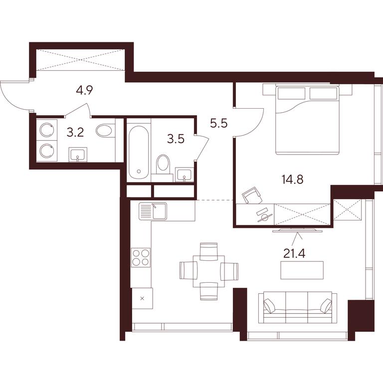 1-BD Apartment Sale, 53.3平方米 at INDY TOWERS (Indi Tauerz), Kuusinen Street, Moscow, Russia #1 1-BD Apartment Sale, 53.3平方米 at INDY TOWERS (Indi Tauerz), Kuusinen Street, Moscow, Russia #1