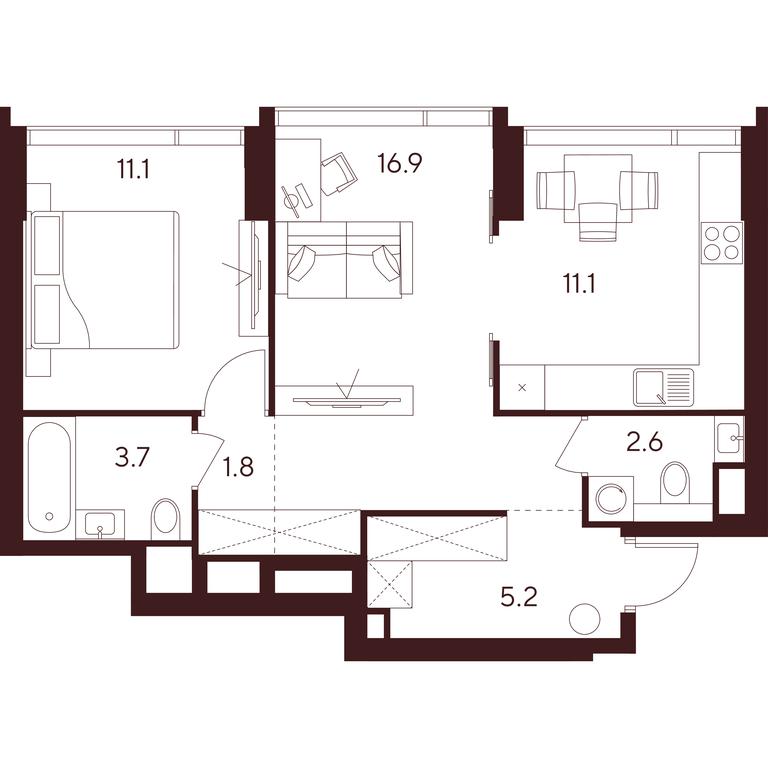 2-BD Apartment Sale, 52.4平方米 at INDY TOWERS (Indi Tauerz), Kuusinen Street, Moscow, Russia #1 2-BD Apartment Sale, 52.4平方米 at INDY TOWERS (Indi Tauerz), Kuusinen Street, Moscow, Russia #1