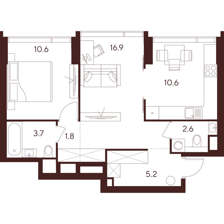 2-BD Apartment Sale, 51.4 sq. m. at INDY TOWERS (Indi Tauerz), Kuusinen Street, Moscow, Russia #1 2-BD Apartment Sale, 51.4 sq. m. at INDY TOWERS (Indi Tauerz), Kuusinen Street, Moscow, Russia #1