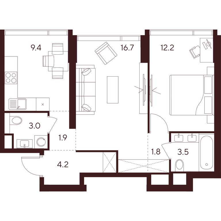 2-BD Apartment Sale, 52.7 sq. m. at INDY TOWERS (Indi Tauerz), Kuusinen Street, Moscow, Russia #1 2-BD Apartment Sale, 52.7 sq. m. at INDY TOWERS (Indi Tauerz), Kuusinen Street, Moscow, Russia #1