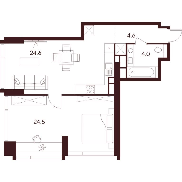 1-BD Apartment Sale, 57.7平方米 at INDY TOWERS (Indi Tauerz), Kuusinen Street, Moscow, Russia #1 1-BD Apartment Sale, 57.7平方米 at INDY TOWERS (Indi Tauerz), Kuusinen Street, Moscow, Russia #1