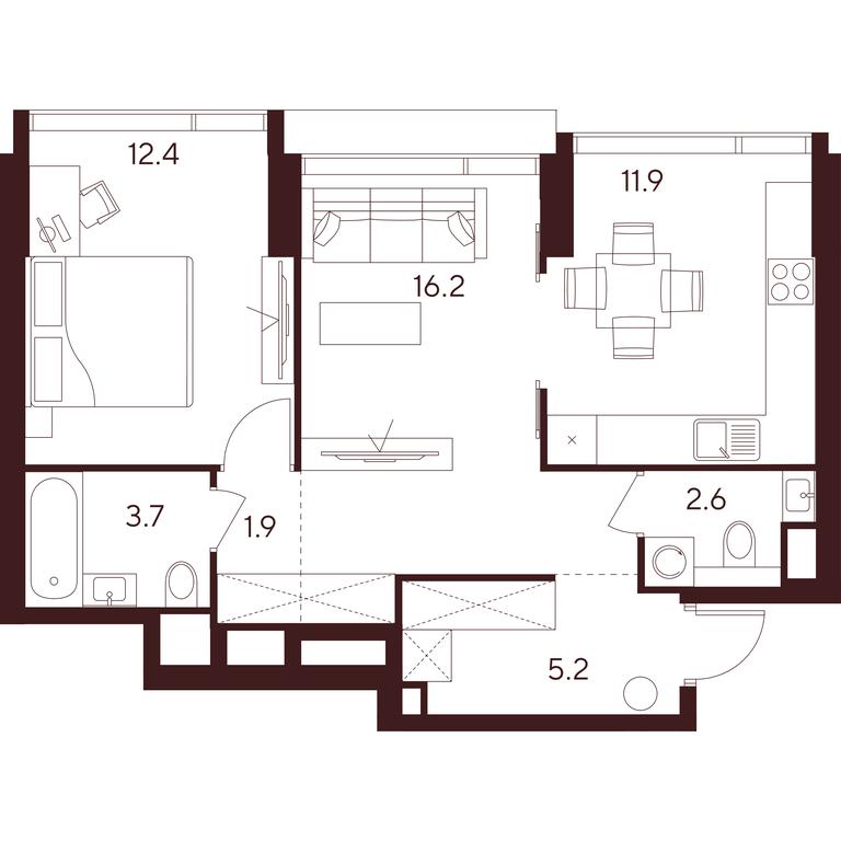 2-BD Apartment Sale, 53.9平方米 at INDY TOWERS (Indi Tauerz), Kuusinen Street, Moscow, Russia #1 2-BD Apartment Sale, 53.9平方米 at INDY TOWERS (Indi Tauerz), Kuusinen Street, Moscow, Russia #1