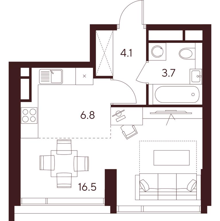 Apartment Sale, 31.1 sq. m. at INDY TOWERS (Indi Tauerz), Kuusinen Street, Moscow, Russia #1