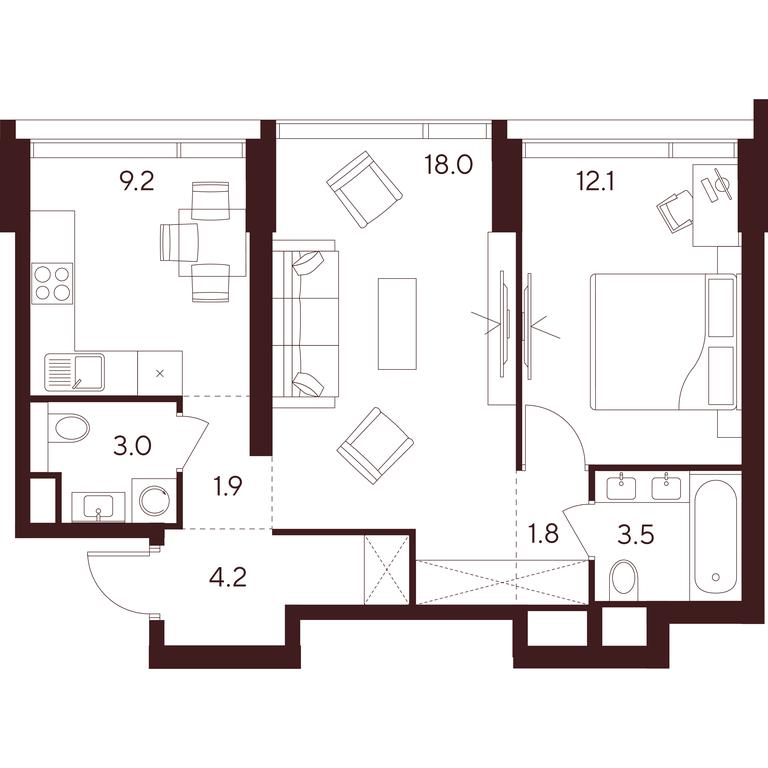 2-BD Apartment Sale, 53.7平方米 at INDY TOWERS (Indi Tauerz), Kuusinen Street, Moscow, Russia #1 2-BD Apartment Sale, 53.7平方米 at INDY TOWERS (Indi Tauerz), Kuusinen Street, Moscow, Russia #1