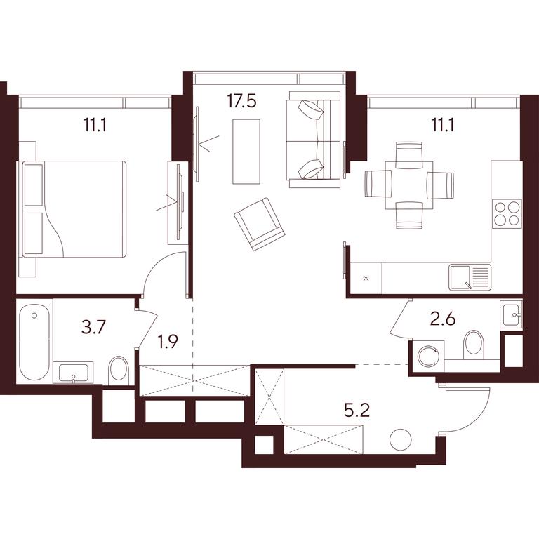 2-BD Apartment Sale, 53.1 sq. m. at INDY TOWERS (Indi Tauerz), Kuusinen Street, Moscow, Russia #1 2-BD Apartment Sale, 53.1 sq. m. at INDY TOWERS (Indi Tauerz), Kuusinen Street, Moscow, Russia #1