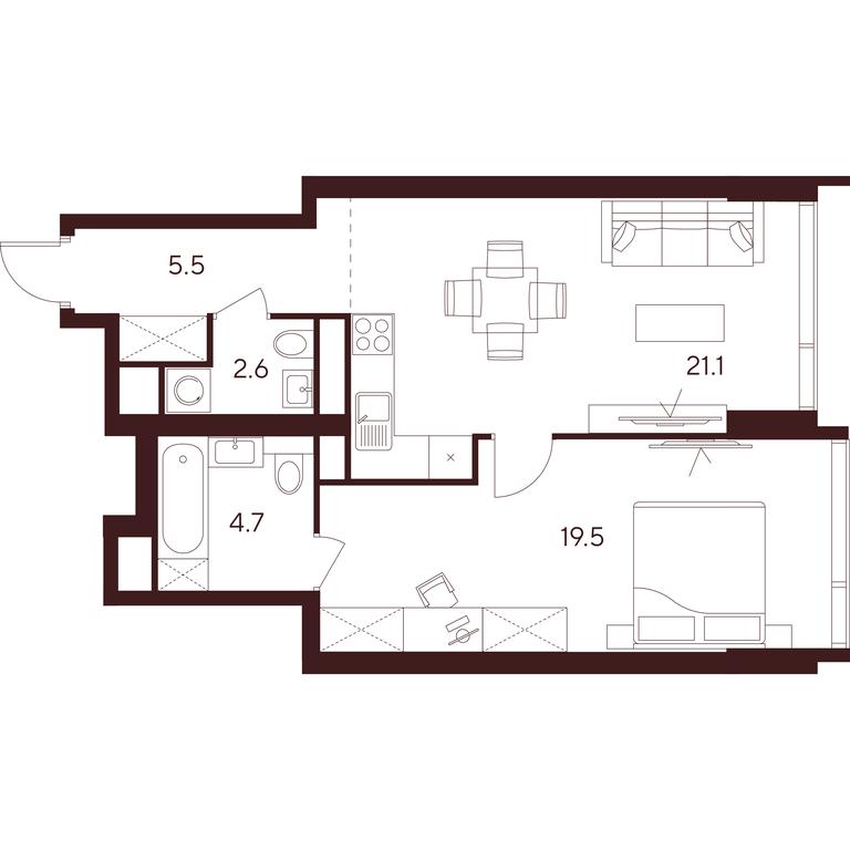 1-BD Apartment Sale, 53.4平方米 at INDY TOWERS (Indi Tauerz), Kuusinen Street, Moscow, Russia #1 1-BD Apartment Sale, 53.4平方米 at INDY TOWERS (Indi Tauerz), Kuusinen Street, Moscow, Russia #1
