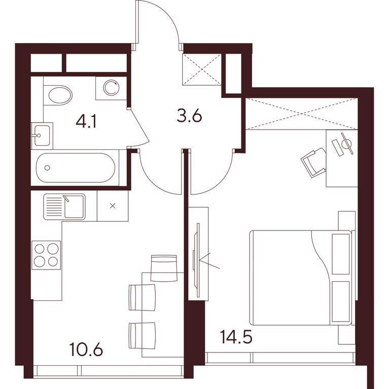 1-BD Apartment Sale, 32.8平方米 at INDY TOWERS (Indi Tauerz), Kuusinen Street, Moscow, Russia #1 1-BD Apartment Sale, 32.8平方米 at INDY TOWERS (Indi Tauerz), Kuusinen Street, Moscow, Russia #1