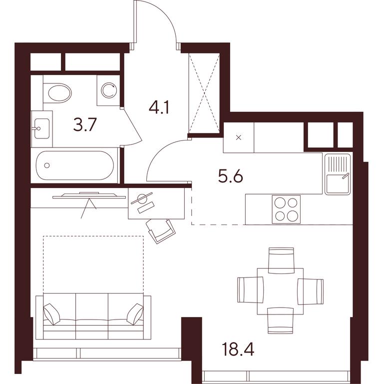 Apartment Sale, 31.8 sq. m. at INDY TOWERS (Indi Tauerz), Kuusinen Street, Moscow, Russia #1