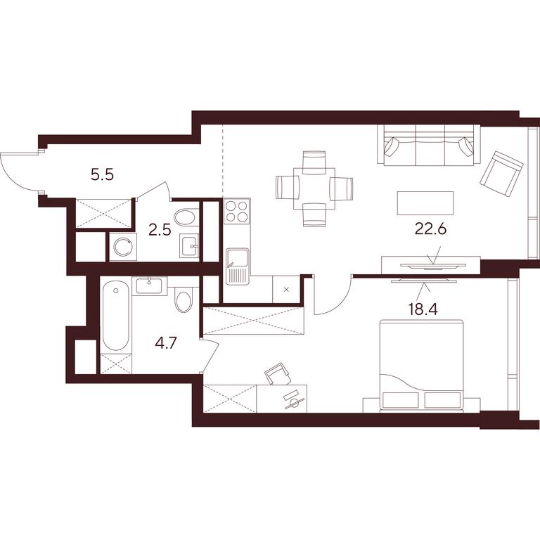 1-BD Apartment Sale, 53.7 sq. m. at INDY TOWERS (Indi Tauerz), Kuusinen Street, Moscow, Russia #1 1-BD Apartment Sale, 53.7 sq. m. at INDY TOWERS (Indi Tauerz), Kuusinen Street, Moscow, Russia #1