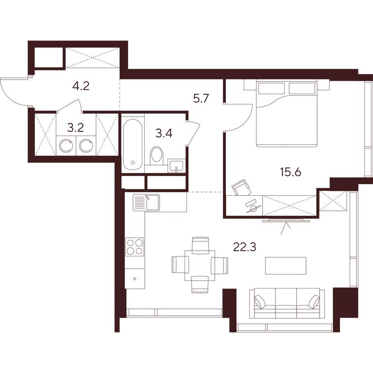 1-BD Apartment Sale, 54.4 sq. m. at INDY TOWERS (Indi Tauerz), Kuusinen Street, Moscow, Russia #1 1-BD Apartment Sale, 54.4 sq. m. at INDY TOWERS (Indi Tauerz), Kuusinen Street, Moscow, Russia #1