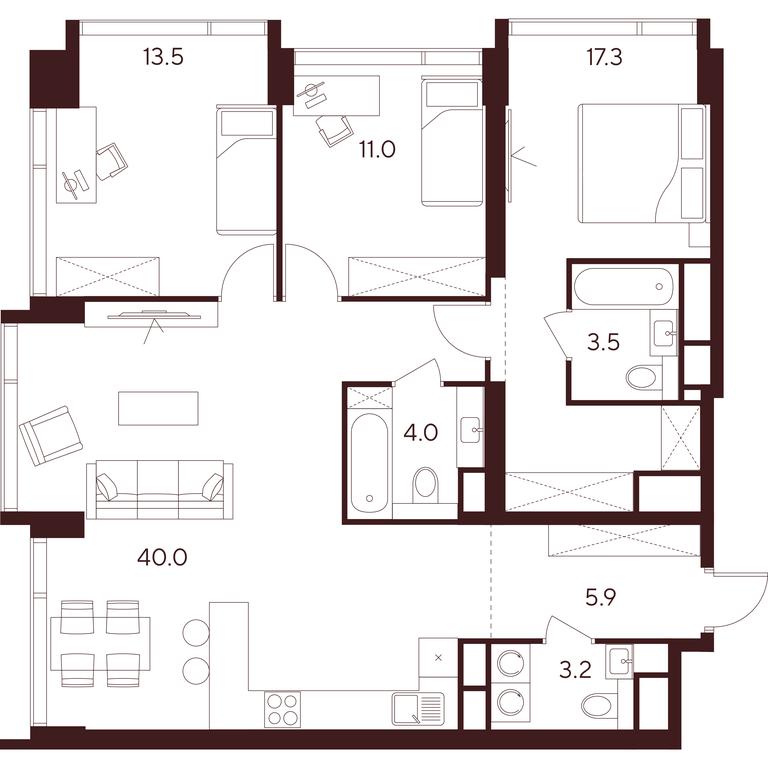 3-BD Apartment Sale, 98.4 sq. m. at INDY TOWERS (Indi Tauerz), Kuusinen Street, Moscow, Russia #1 3-BD Apartment Sale, 98.4 sq. m. at INDY TOWERS (Indi Tauerz), Kuusinen Street, Moscow, Russia #1