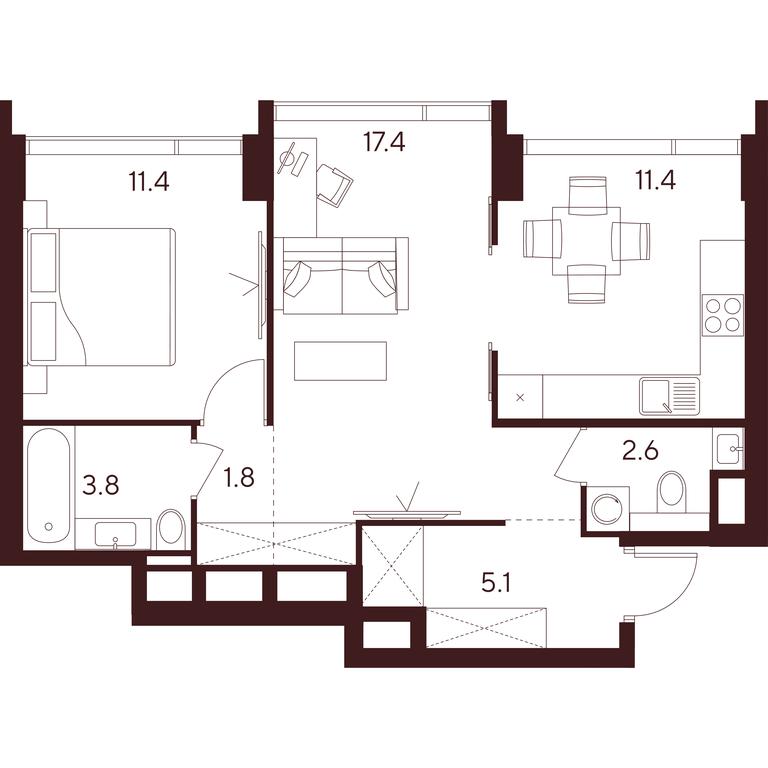2-BD Apartment Sale, 53.5 sq. m. at INDY TOWERS (Indi Tauerz), Kuusinen Street, Moscow, Russia #1 2-BD Apartment Sale, 53.5 sq. m. at INDY TOWERS (Indi Tauerz), Kuusinen Street, Moscow, Russia #1