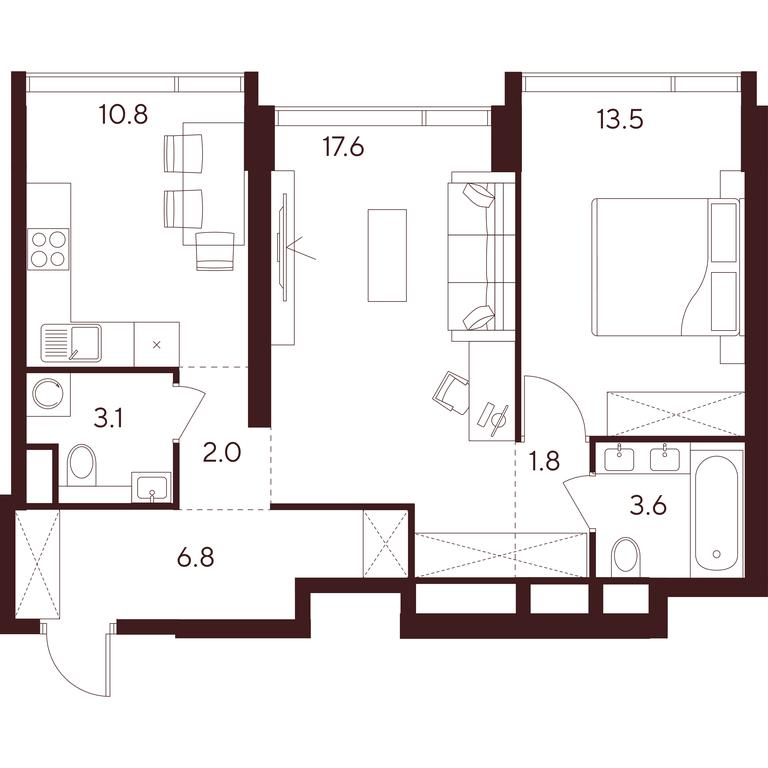 2-BD Apartment Sale, 59.2 sq. m. at INDY TOWERS (Indi Tauerz), Kuusinen Street, Moscow, Russia #1 2-BD Apartment Sale, 59.2 sq. m. at INDY TOWERS (Indi Tauerz), Kuusinen Street, Moscow, Russia #1
