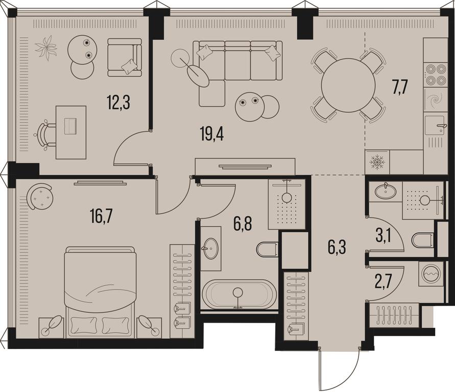2-BD Apartment Sale, 74.8平方米 at High Life, Letnikovskaya Street, 11/10с1, Moscow, Russia #1 2-BD Apartment Sale, 74.8平方米 at High Life, Letnikovskaya Street, 11/10с1, Moscow, Russia #1