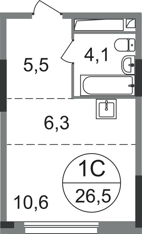 Apartment Sale, 26.5 sq. m. at Peredelkino Blizhnee, Korneya Chukovskogo Street, 1, Vnukovskoye Settlement, Moscow, Russia #1
