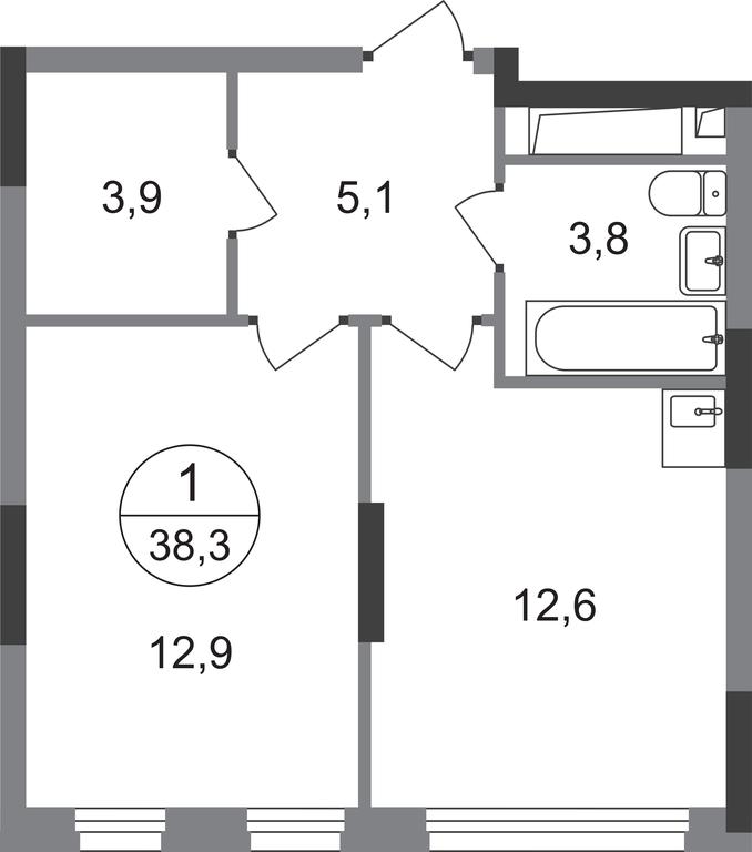 Apartment Sale, 38.3 sq. m. at Peredelkino Blizhnee, Korneya Chukovskogo Street, 1, Vnukovskoye Settlement, Moscow, Russia #1
