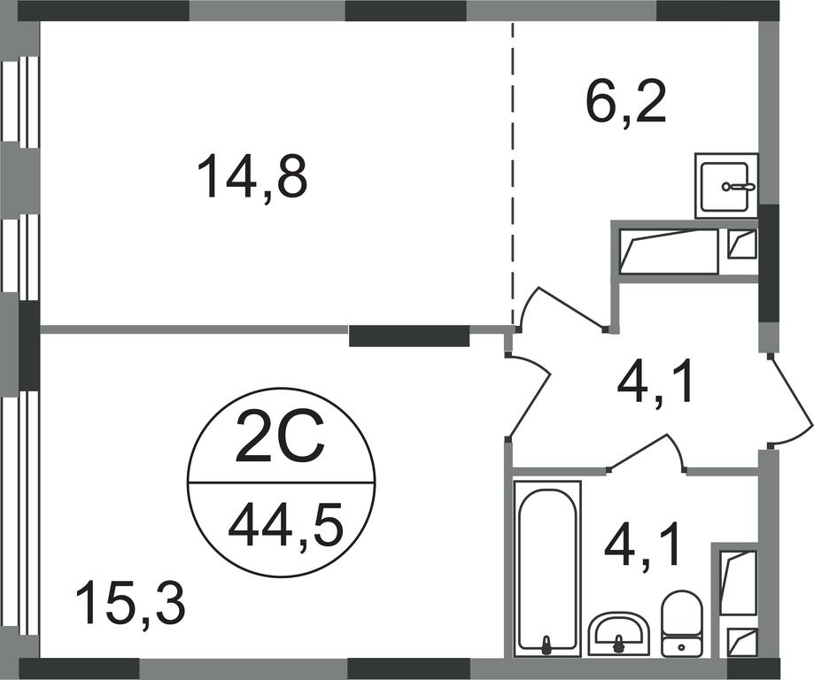 2-BD Apartment Sale, 44.5平方米 at Peredelkino Blizhnee, Korneya Chukovskogo Street, 1, Vnukovskoye Settlement, Moscow, Russia #1 2-BD Apartment Sale, 44.5平方米 at Peredelkino Blizhnee, Korneya Chukovskogo Street, 1, Vnukovskoye Settlement, Moscow, Russia #1