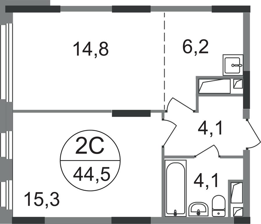 2-BD Apartment Sale, 44.5平方米 at Peredelkino Blizhnee, Korneya Chukovskogo Street, 1, Vnukovskoye Settlement, Moscow, Russia #1 2-BD Apartment Sale, 44.5平方米 at Peredelkino Blizhnee, Korneya Chukovskogo Street, 1, Vnukovskoye Settlement, Moscow, Russia #1