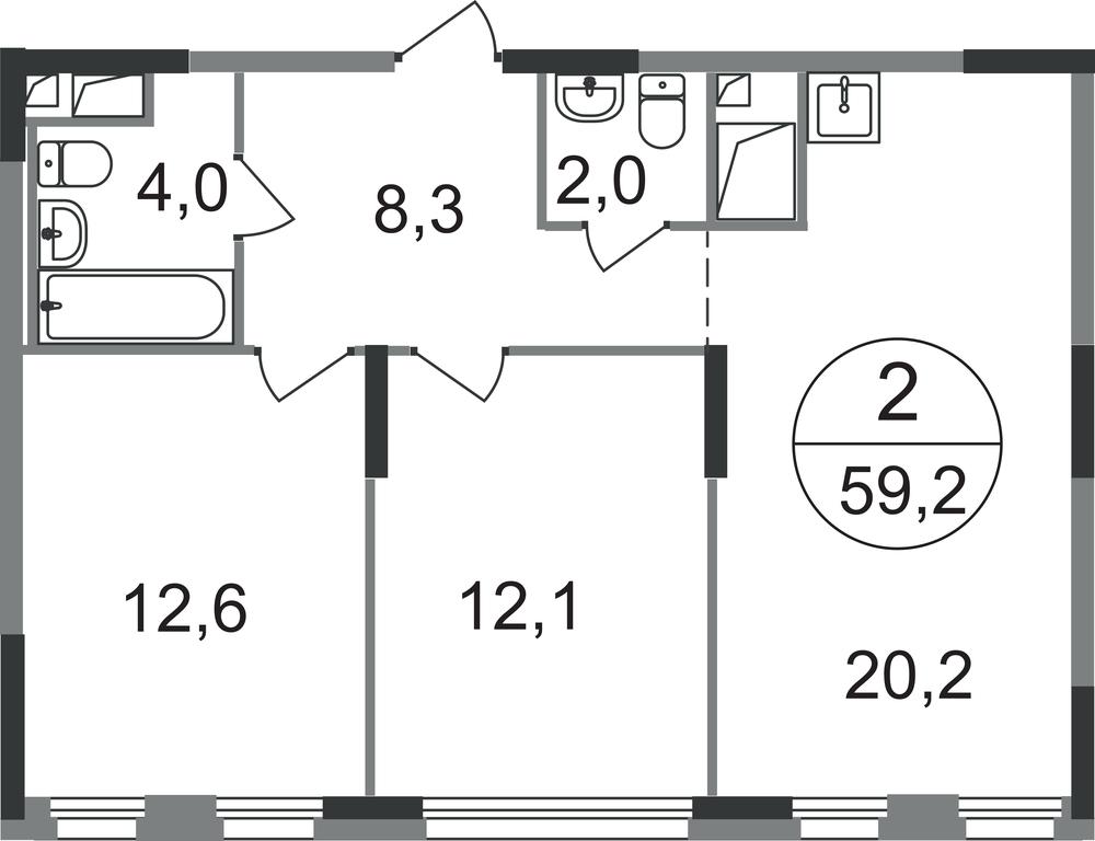 2-BD Apartment Sale, 59.2平方米 at Peredelkino Blizhnee, Korneya Chukovskogo Street, 1, Vnukovskoye Settlement, Moscow, Russia #1 2-BD Apartment Sale, 59.2平方米 at Peredelkino Blizhnee, Korneya Chukovskogo Street, 1, Vnukovskoye Settlement, Moscow, Russia #1