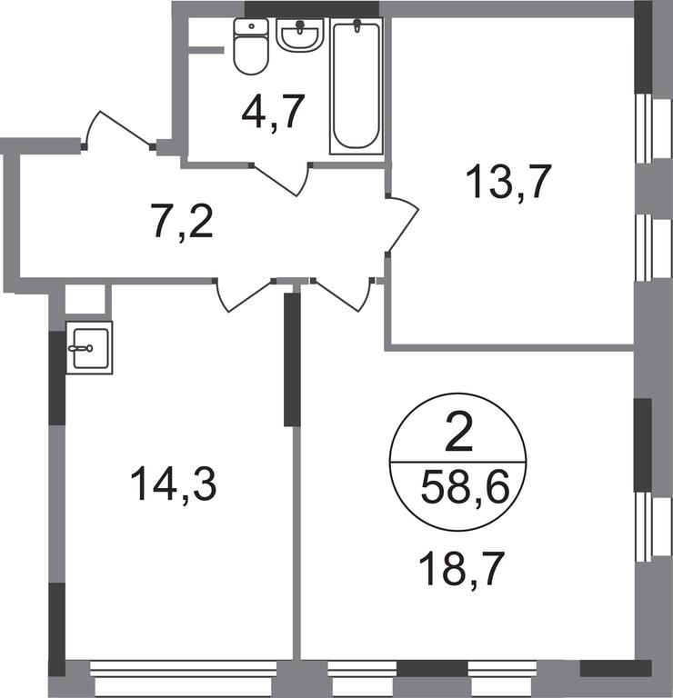 2-BD Apartment Sale, 58.6 sq. m. at Peredelkino Blizhnee, Korneya Chukovskogo Street, 1, Vnukovskoye Settlement, Moscow, Russia #1 2-BD Apartment Sale, 58.6 sq. m. at Peredelkino Blizhnee, Korneya Chukovskogo Street, 1, Vnukovskoye Settlement, Moscow, Russia #1