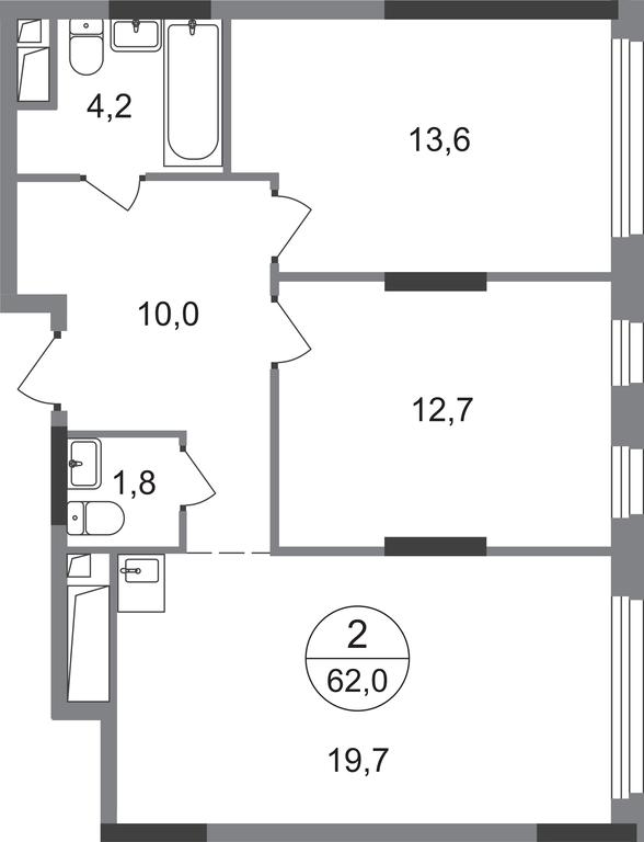 2-BD Apartment Sale, 62 sq. m. at Peredelkino Blizhnee, Korneya Chukovskogo Street, 1, Vnukovskoye Settlement, Moscow, Russia #1 2-BD Apartment Sale, 62 sq. m. at Peredelkino Blizhnee, Korneya Chukovskogo Street, 1, Vnukovskoye Settlement, Moscow, Russia #1