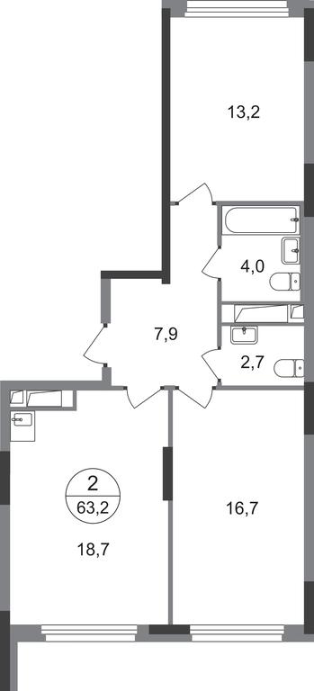 2-BD Apartment Sale, 63.2平方米 at Peredelkino Blizhnee, Korneya Chukovskogo Street, 1, Vnukovskoye Settlement, Moscow, Russia #1