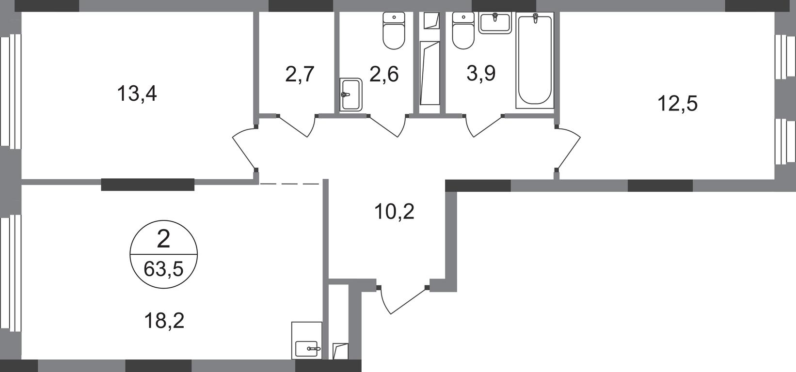 2-BD Apartment Sale, 63.5 sq. m. at Peredelkino Blizhnee, Korneya Chukovskogo Street, 1, Vnukovskoye Settlement, Moscow, Russia #1