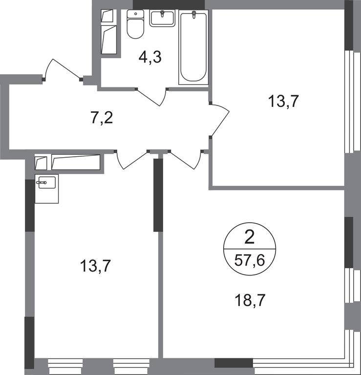 2-BD Apartment Sale, 57.6 sq. m. at Peredelkino Blizhnee, Korneya Chukovskogo Street, 1, Vnukovskoye Settlement, Moscow, Russia #1 2-BD Apartment Sale, 57.6 sq. m. at Peredelkino Blizhnee, Korneya Chukovskogo Street, 1, Vnukovskoye Settlement, Moscow, Russia #1