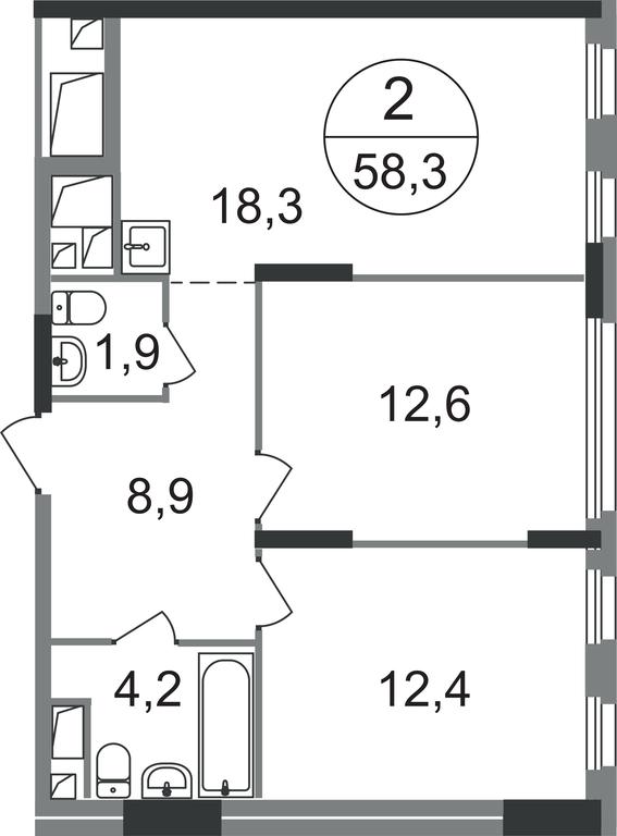 2-BD Apartment Sale, 58.3平方米 at Peredelkino Blizhnee, Korneya Chukovskogo Street, 1, Vnukovskoye Settlement, Moscow, Russia #1 2-BD Apartment Sale, 58.3平方米 at Peredelkino Blizhnee, Korneya Chukovskogo Street, 1, Vnukovskoye Settlement, Moscow, Russia #1
