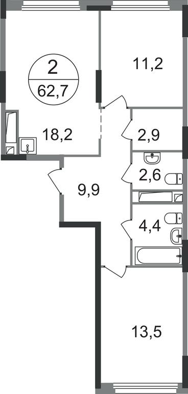 2-BD Apartment Sale, 62.7 sq. m. at Peredelkino Blizhnee, Korneya Chukovskogo Street, 1, Vnukovskoye Settlement, Moscow, Russia #1 2-BD Apartment Sale, 62.7 sq. m. at Peredelkino Blizhnee, Korneya Chukovskogo Street, 1, Vnukovskoye Settlement, Moscow, Russia #1