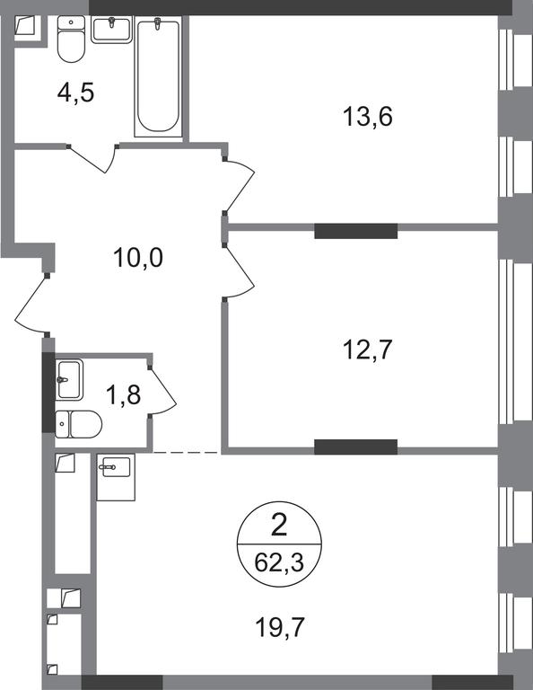 2-BD Apartment Sale, 62.3 sq. m. at Peredelkino Blizhnee, Korneya Chukovskogo Street, 1, Vnukovskoye Settlement, Moscow, Russia #1 2-BD Apartment Sale, 62.3 sq. m. at Peredelkino Blizhnee, Korneya Chukovskogo Street, 1, Vnukovskoye Settlement, Moscow, Russia #1