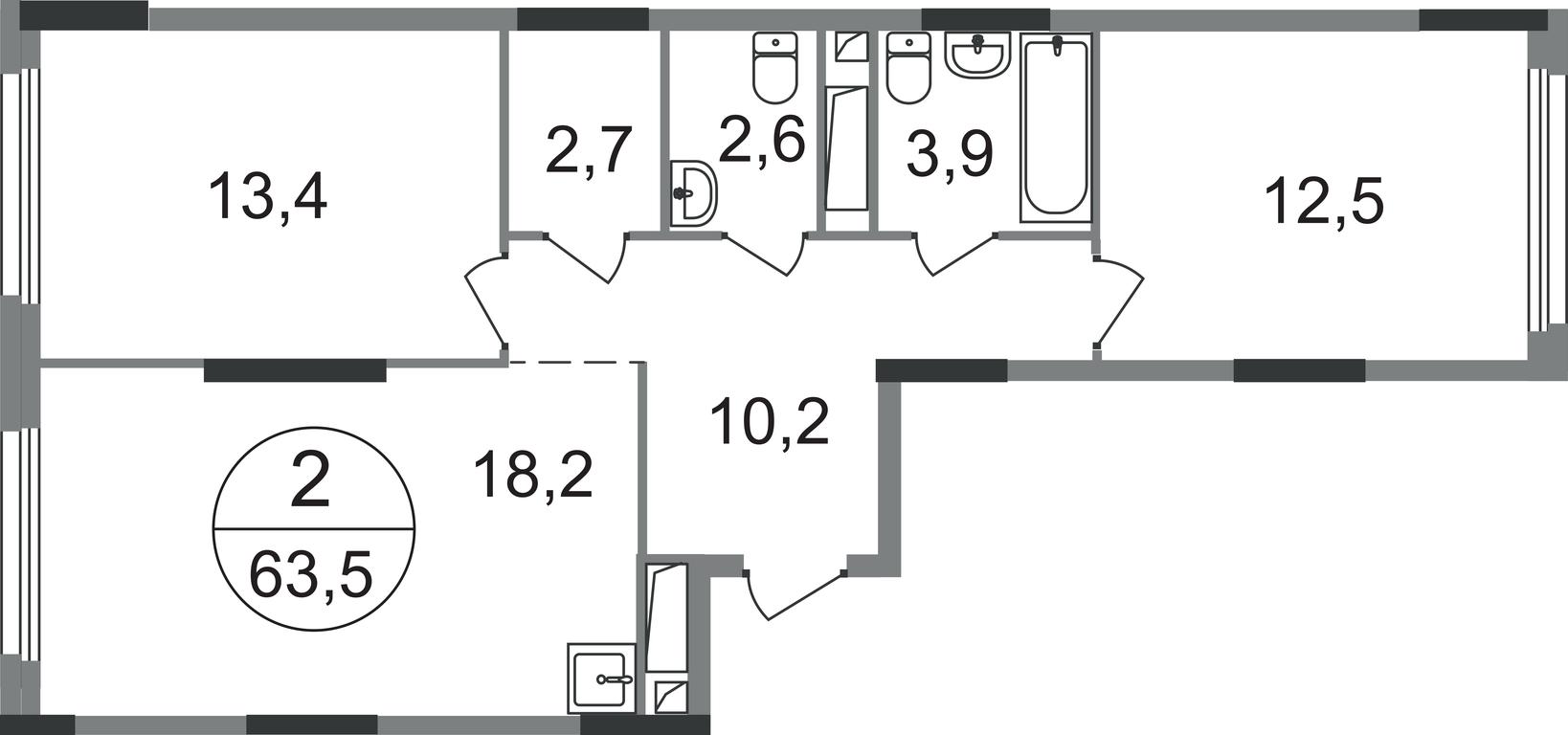 2-BD Apartment Sale, 63.5 sq. m. at Peredelkino Blizhnee, Korneya Chukovskogo Street, 1, Vnukovskoye Settlement, Moscow, Russia #1