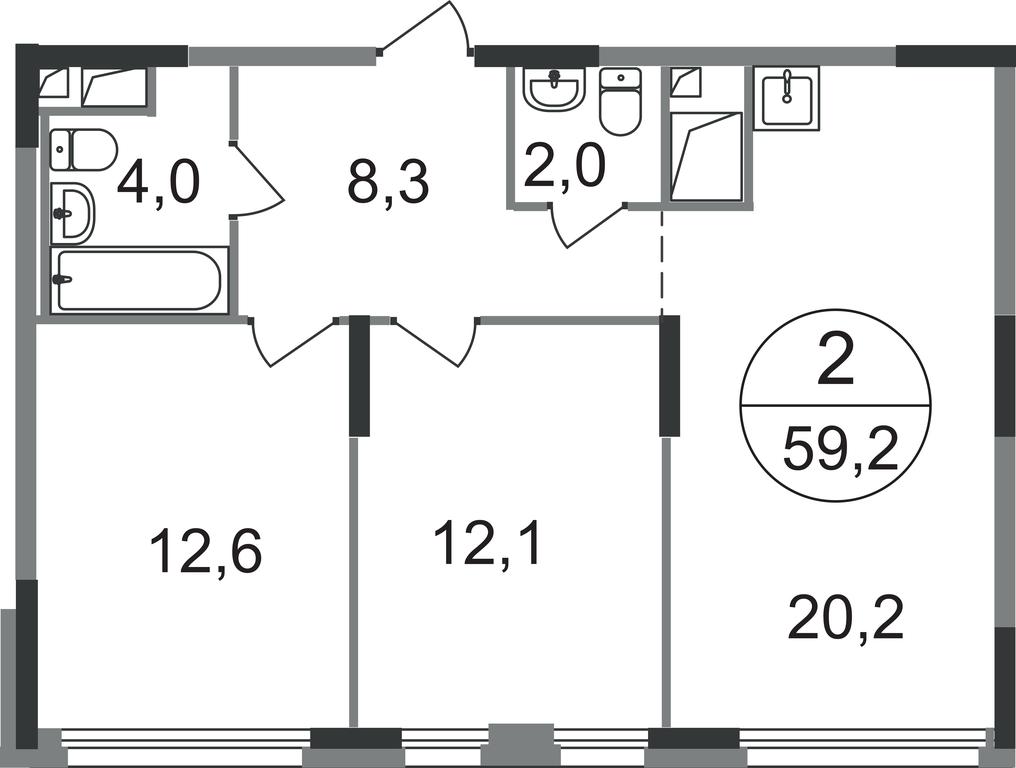 2-BD Apartment Sale, 59.2平方米 at Peredelkino Blizhnee, Korneya Chukovskogo Street, 1, Vnukovskoye Settlement, Moscow, Russia #1 2-BD Apartment Sale, 59.2平方米 at Peredelkino Blizhnee, Korneya Chukovskogo Street, 1, Vnukovskoye Settlement, Moscow, Russia #1
