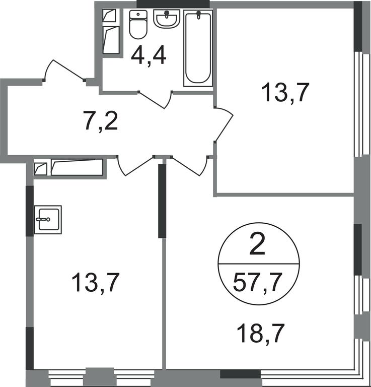 2-BD Apartment Sale, 57.7 sq. m. at Peredelkino Blizhnee, Korneya Chukovskogo Street, 1, Vnukovskoye Settlement, Moscow, Russia #1 2-BD Apartment Sale, 57.7 sq. m. at Peredelkino Blizhnee, Korneya Chukovskogo Street, 1, Vnukovskoye Settlement, Moscow, Russia #1