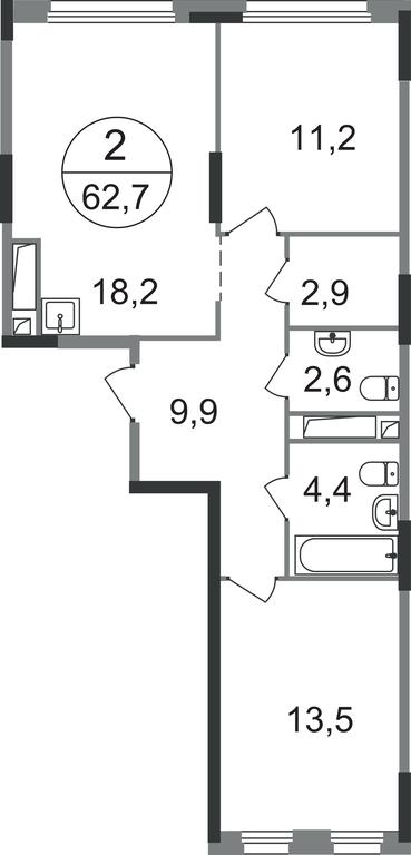 2-BD Apartment Sale, 62.7 sq. m. at Peredelkino Blizhnee, Korneya Chukovskogo Street, 1, Vnukovskoye Settlement, Moscow, Russia #1 2-BD Apartment Sale, 62.7 sq. m. at Peredelkino Blizhnee, Korneya Chukovskogo Street, 1, Vnukovskoye Settlement, Moscow, Russia #1