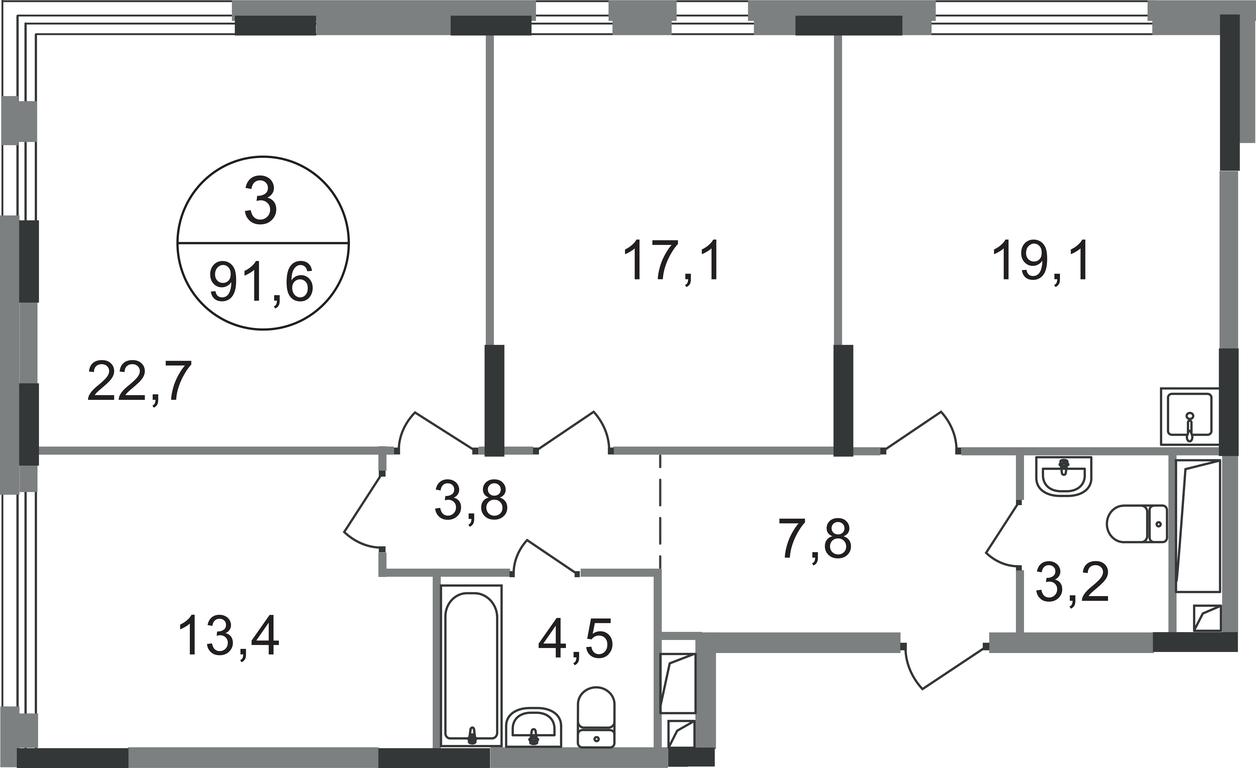 3-BD Apartment Sale, 91.6 sq. m. at Peredelkino Blizhnee, Korneya Chukovskogo Street, 1, Vnukovskoye Settlement, Moscow, Russia #1 3-BD Apartment Sale, 91.6 sq. m. at Peredelkino Blizhnee, Korneya Chukovskogo Street, 1, Vnukovskoye Settlement, Moscow, Russia #1